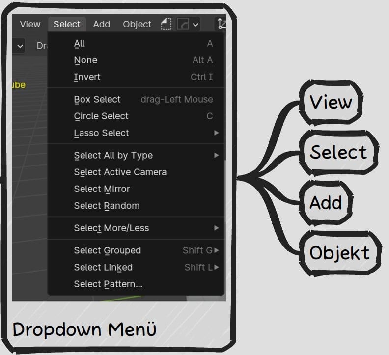Blender Header Dropdown Menu